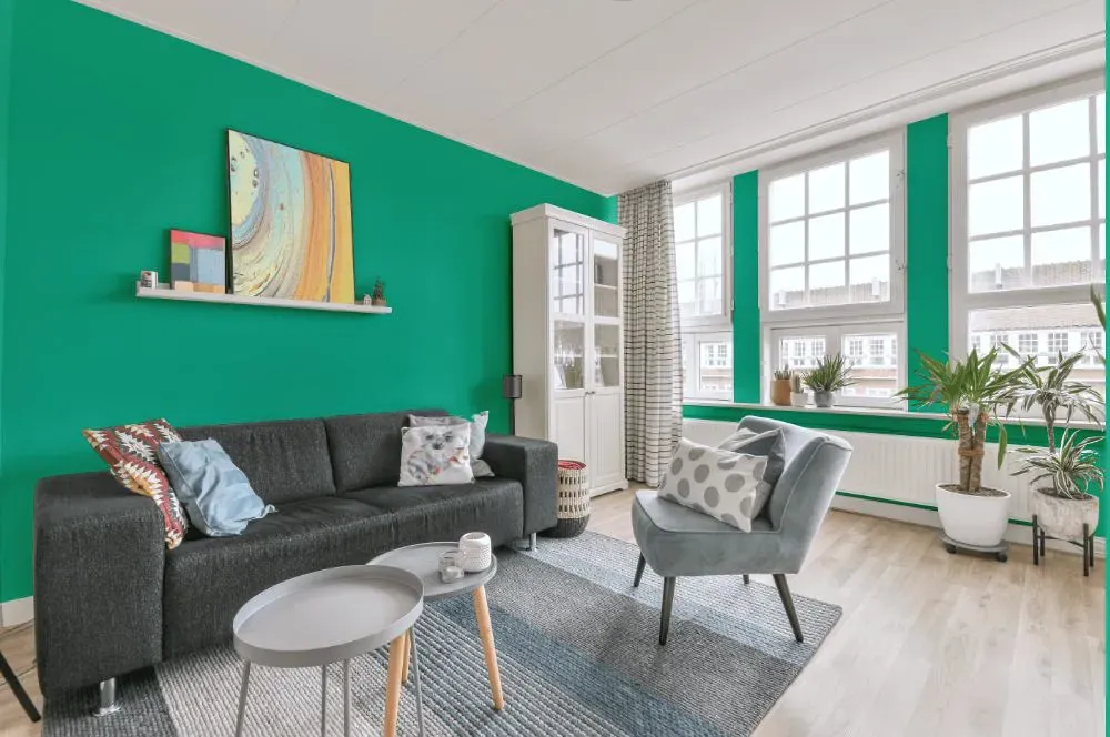 Benjamin Moore Miami Green living room walls