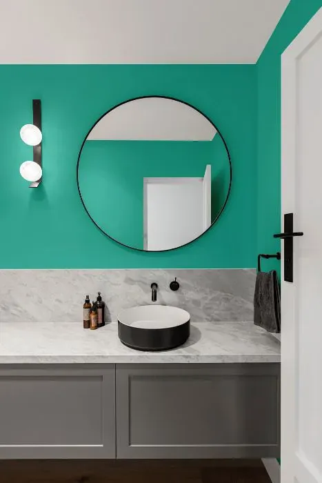 Benjamin Moore Miami Teal minimalist bathroom