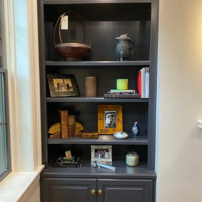 Benjamin Moore Midnight Oil painted cabinets color