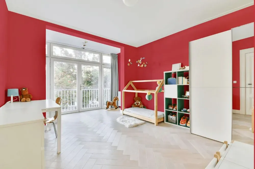 Benjamin Moore Milano Red kidsroom interior, children's room