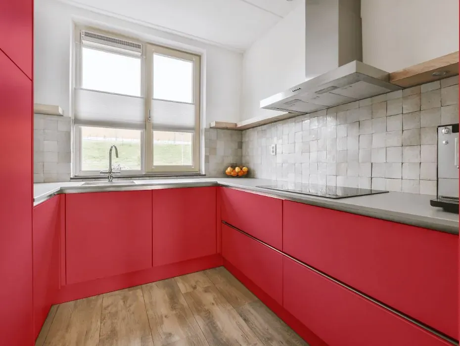 Benjamin Moore Milano Red small kitchen cabinets