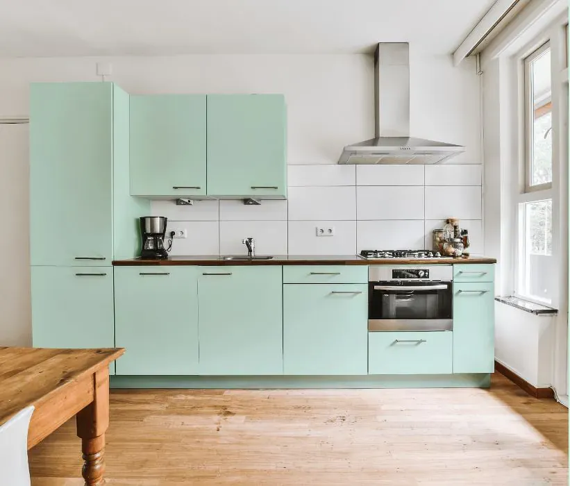 Benjamin Moore Minty Green kitchen cabinets