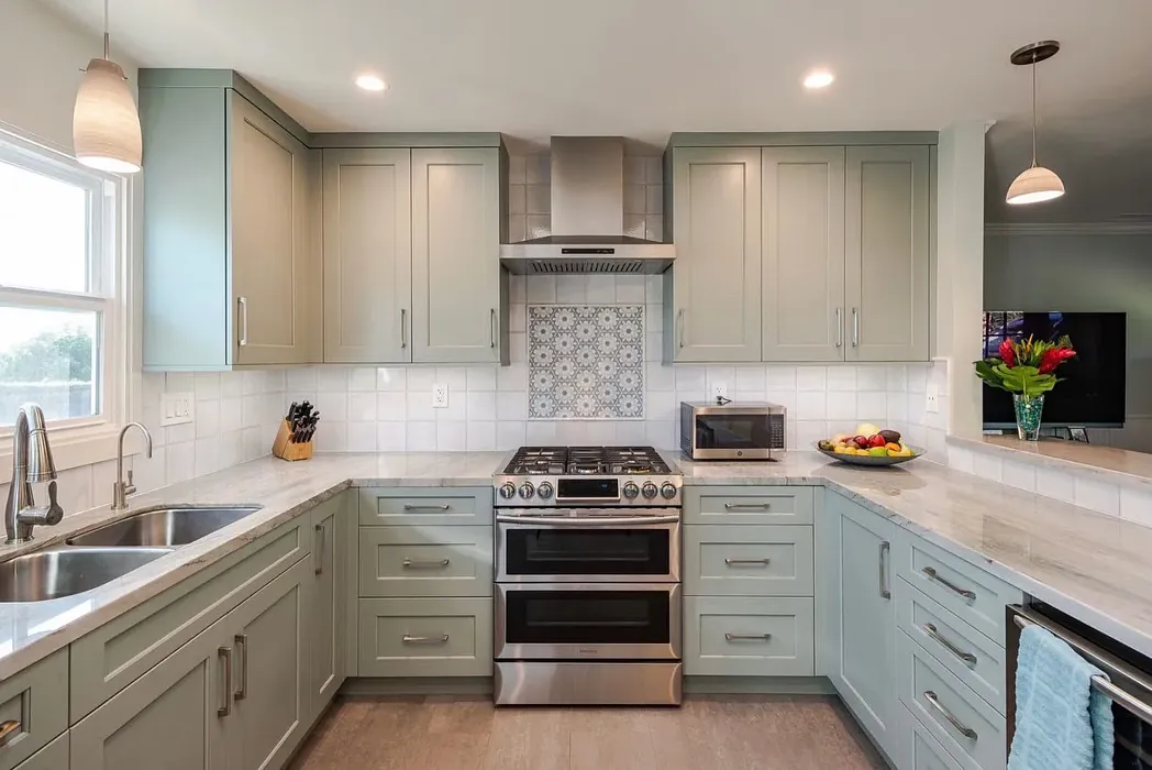 Bm Misted Green Kitchen Cabinets