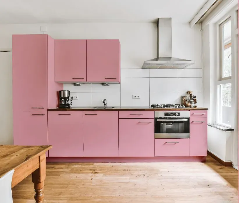 Benjamin Moore Misted Rose kitchen cabinets