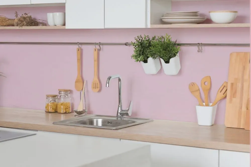 Benjamin Moore Misty Rose kitchen backsplash