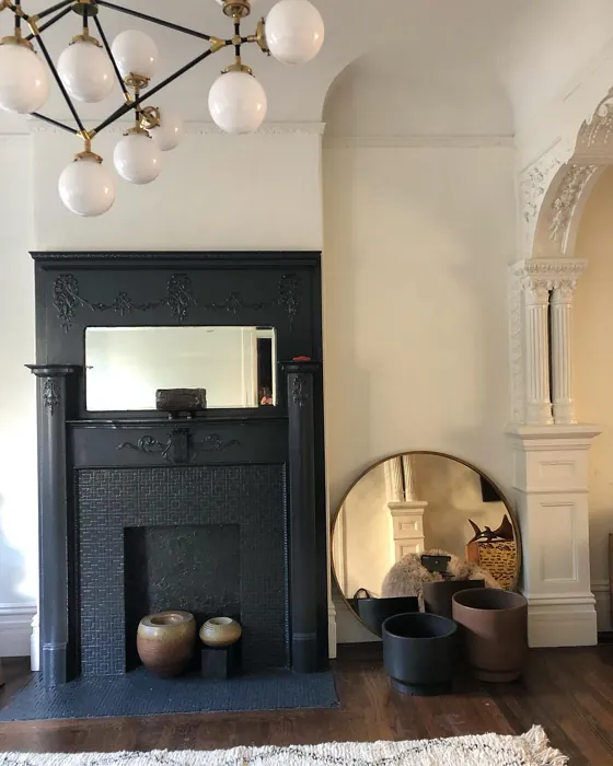 Benjamin Moore Mopboard Black Living Room Fireplace
