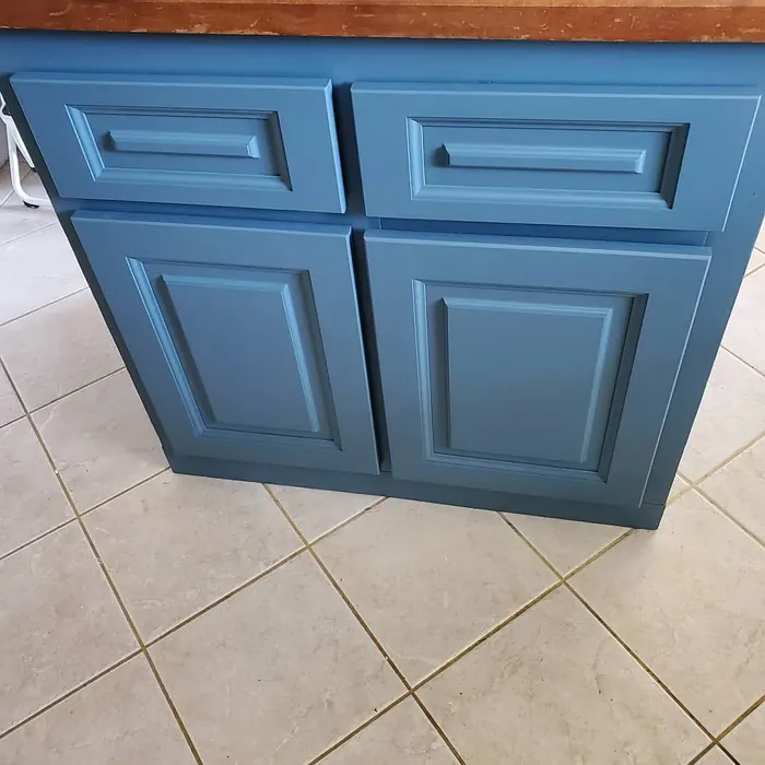 Benjamin Moore Mozart Blue 1665 kitchen cabinets