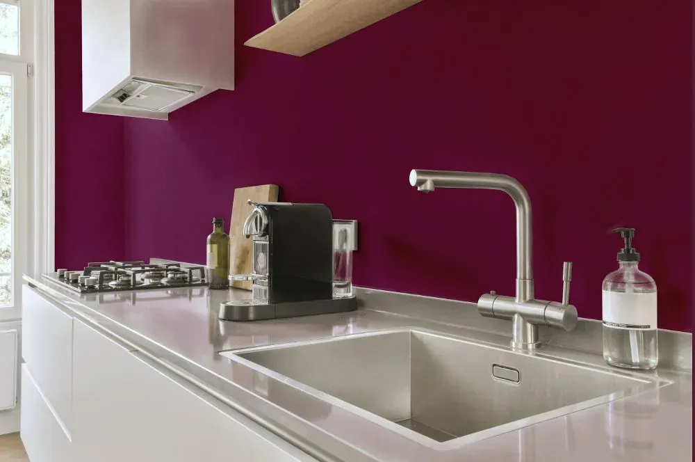 Benjamin Moore Mulberry kitchen painted backsplash