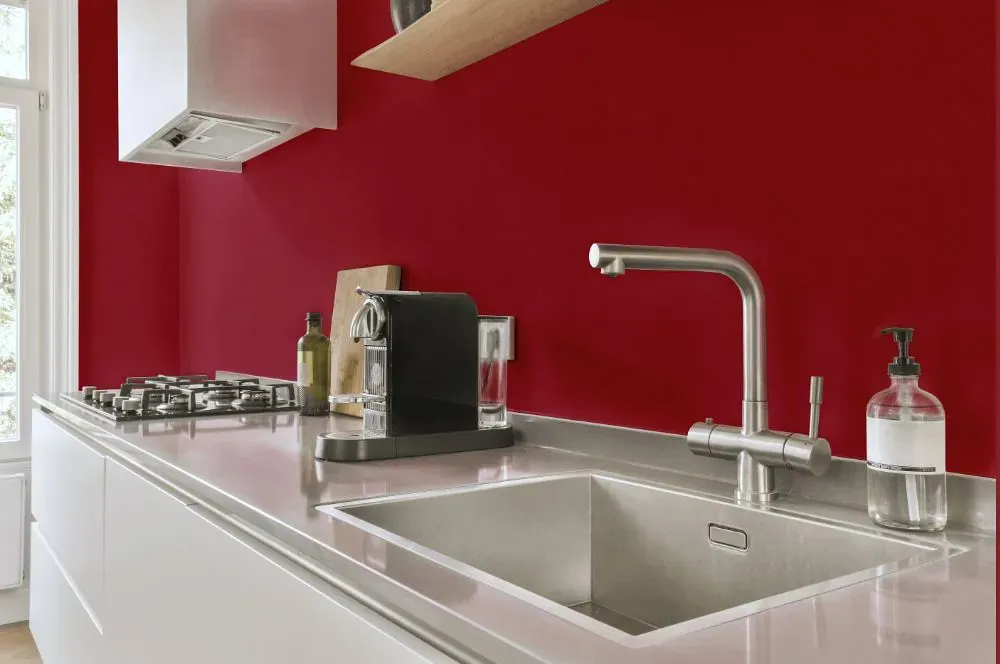 Benjamin Moore My Valentine kitchen painted backsplash