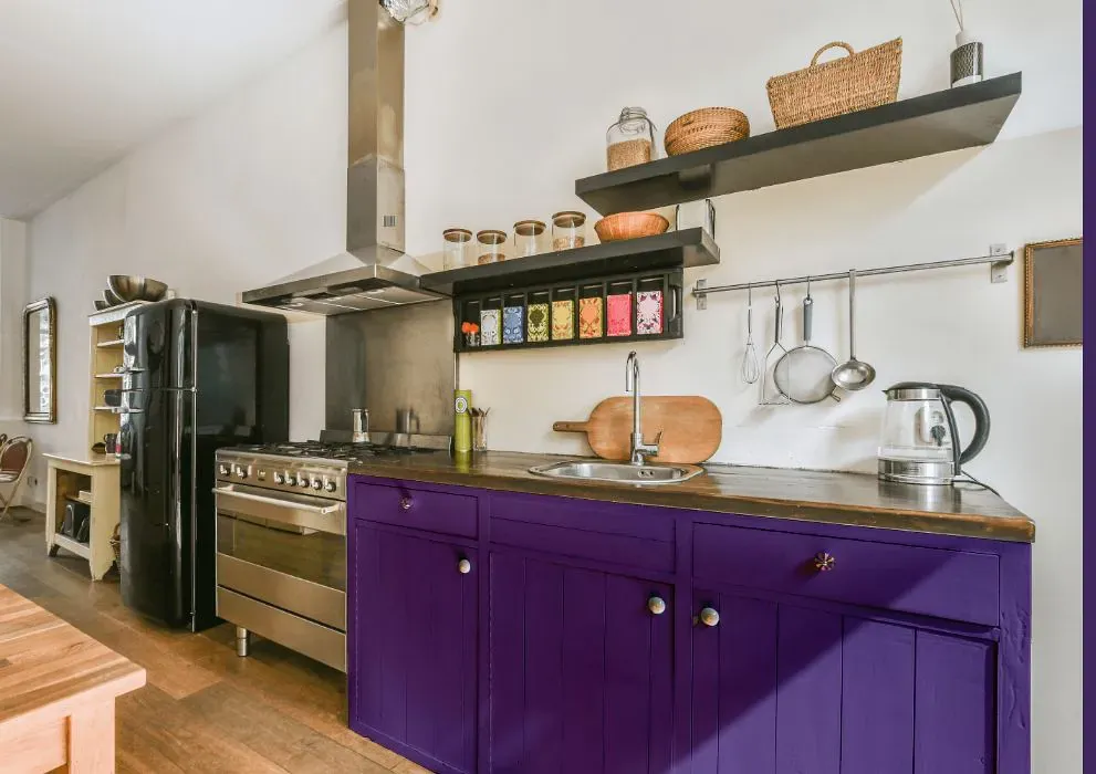 Benjamin Moore Mystical Grape kitchen cabinets