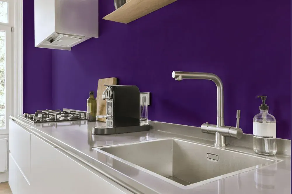 Benjamin Moore Mystical Grape kitchen painted backsplash