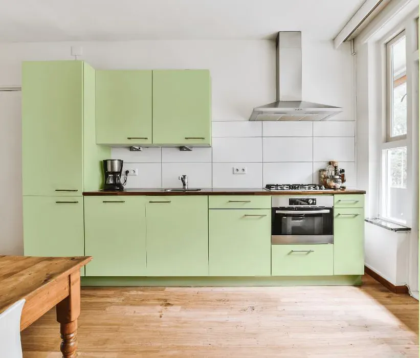Benjamin Moore Neon Celery kitchen cabinets