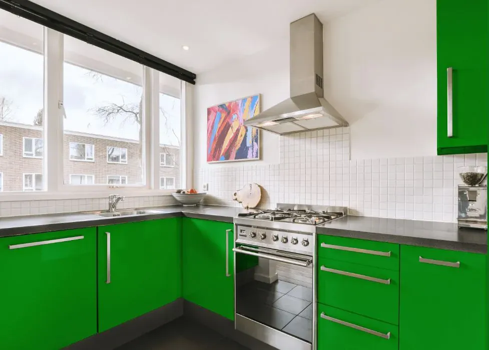 Benjamin Moore Neon Green kitchen cabinets