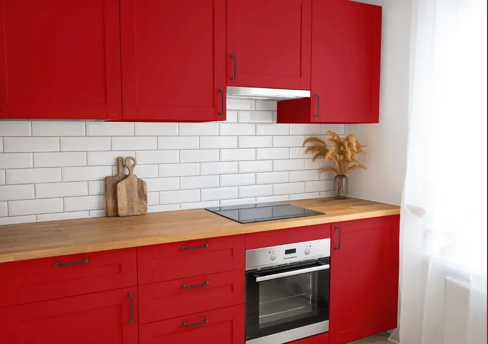 Benjamin Moore Neon Red kitchen cabinets