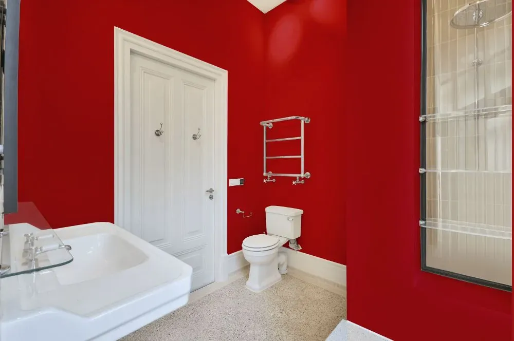 Benjamin Moore Neon Red bathroom