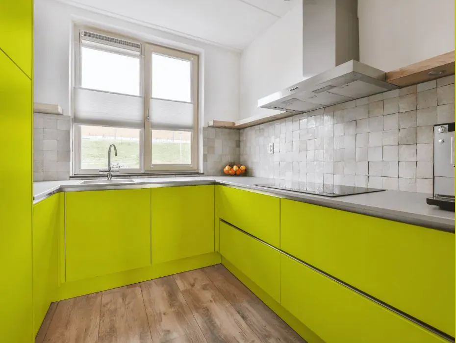 Benjamin Moore New Lime small kitchen cabinets