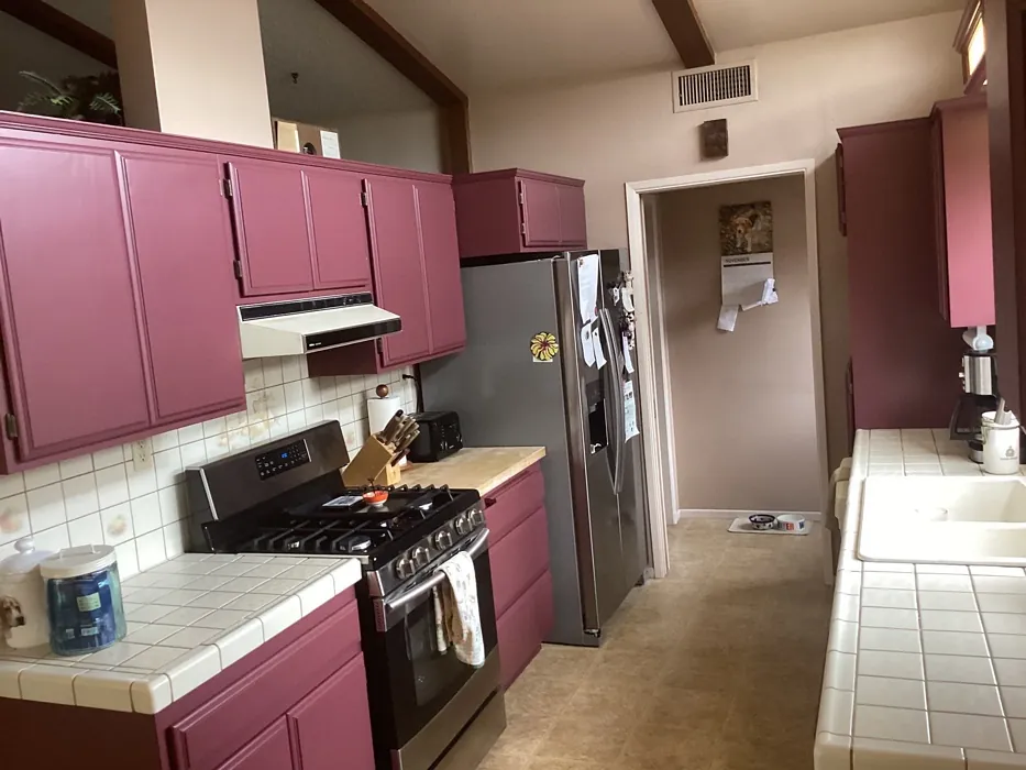 Benjamin Moore New London Burgundy kitchen cabinets 