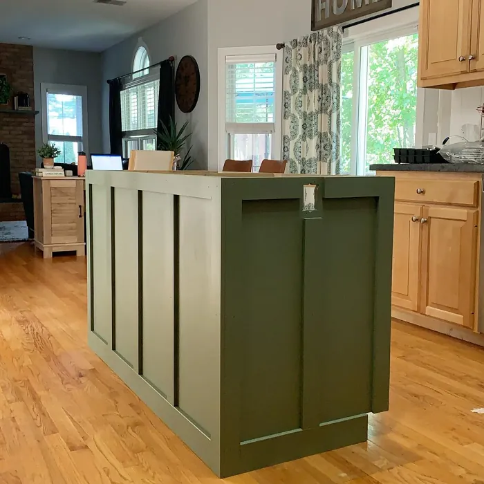 Benjamin Moore Nicolson Green kitchen cabinets color