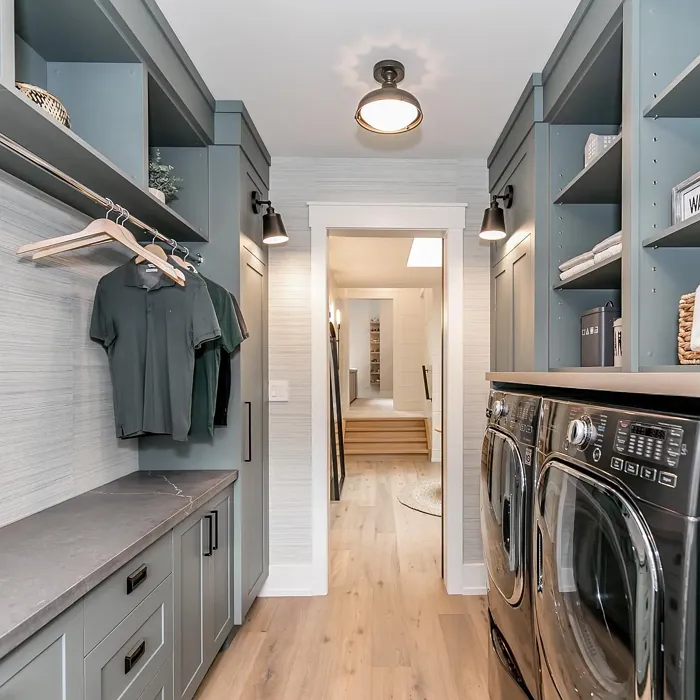 Benjamin Moore Smoky Mountain painted cabinets 