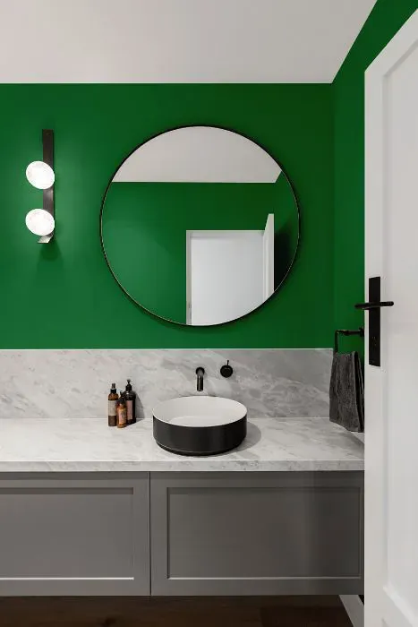 Benjamin Moore Nile Green minimalist bathroom