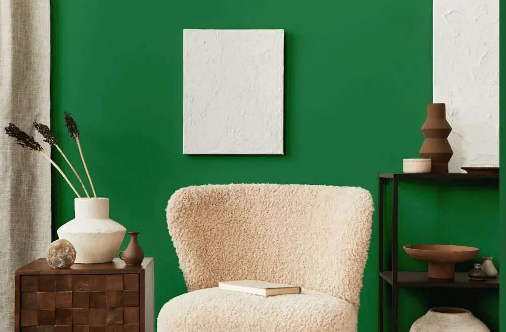 Benjamin Moore Nile Green living room interior