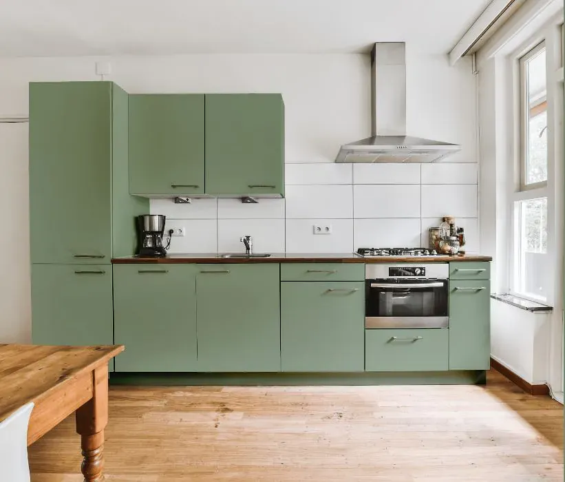 Benjamin Moore Norway Spruce kitchen cabinets