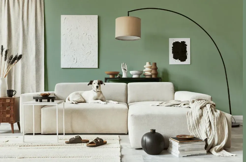 Benjamin Moore Norway Spruce cozy living room