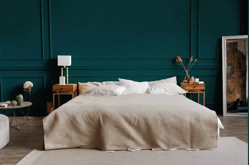 Benjamin Moore Oasis Blue bedroom