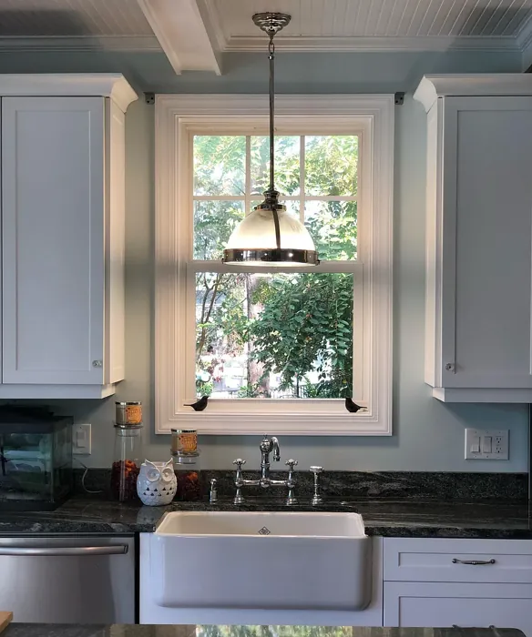 Benjamin Moore Ocean Air kitchen interior