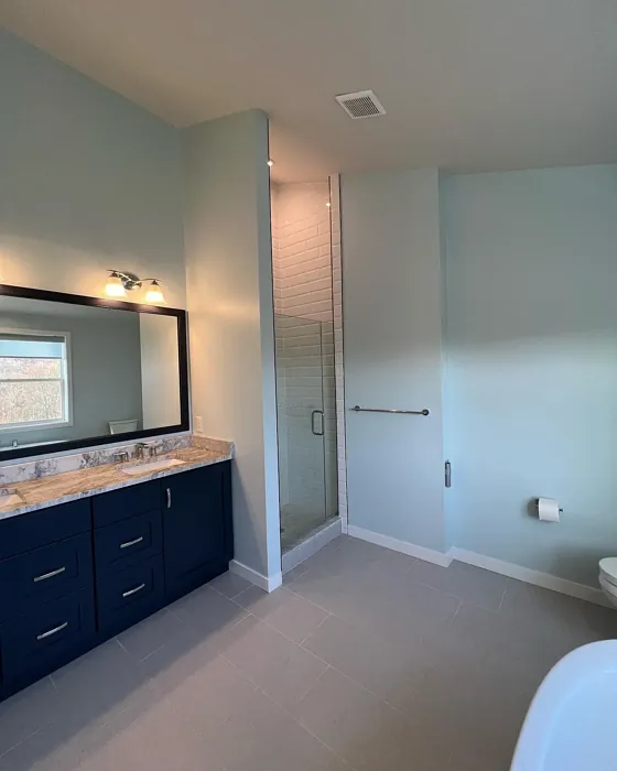 Benjamin Moore Ocean Air bathroom picture