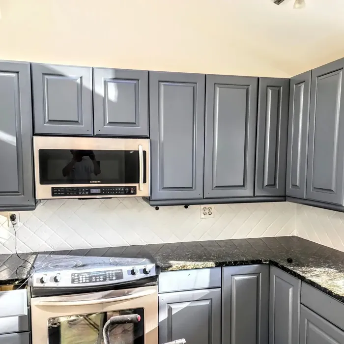 Benjamin Moore Ocean Floor kitchen cabinets 