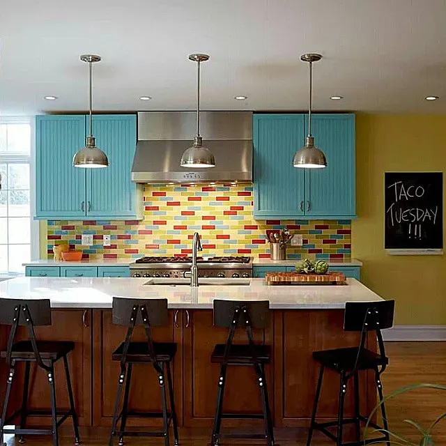 Bm Oceanic Teal Kitchen Cabinets