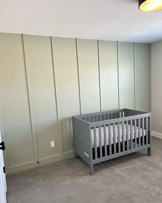 Benjamin Moore October Mist nursery accent wall