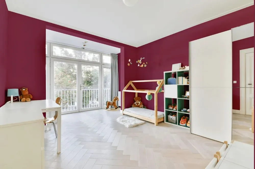 Benjamin Moore Old Claret kidsroom interior, children's room