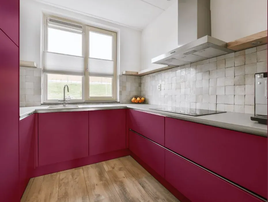 Benjamin Moore Old Claret small kitchen cabinets