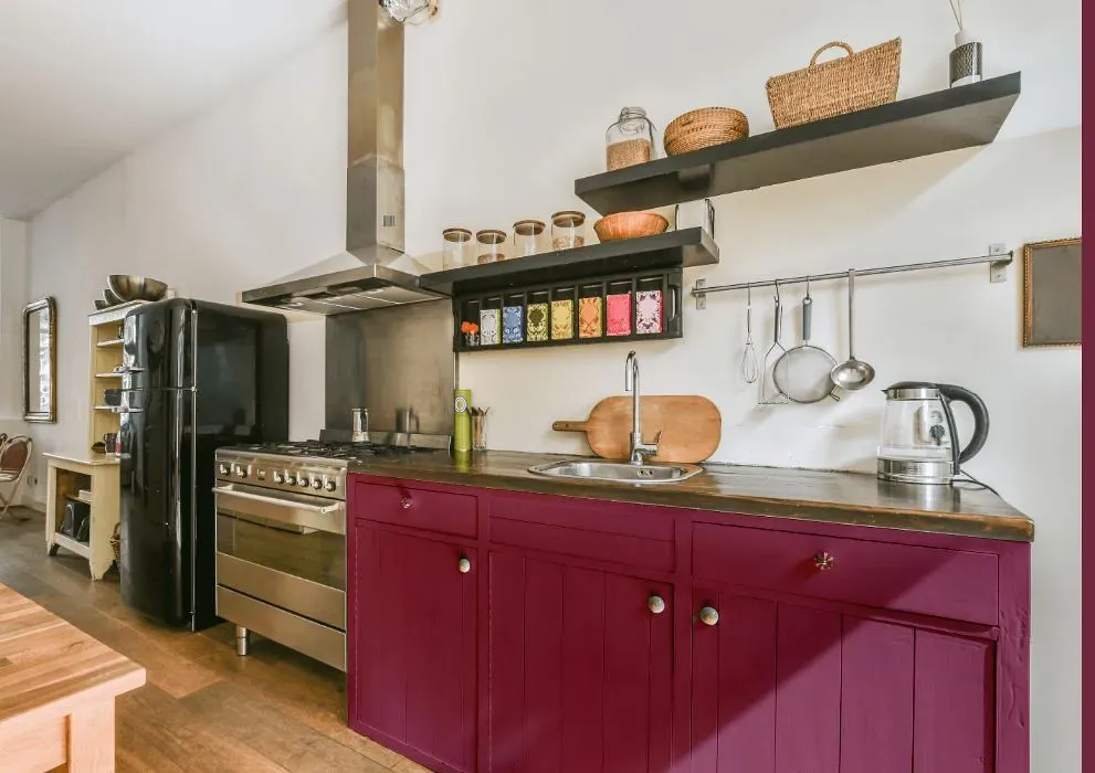 Benjamin Moore Old Claret kitchen cabinets