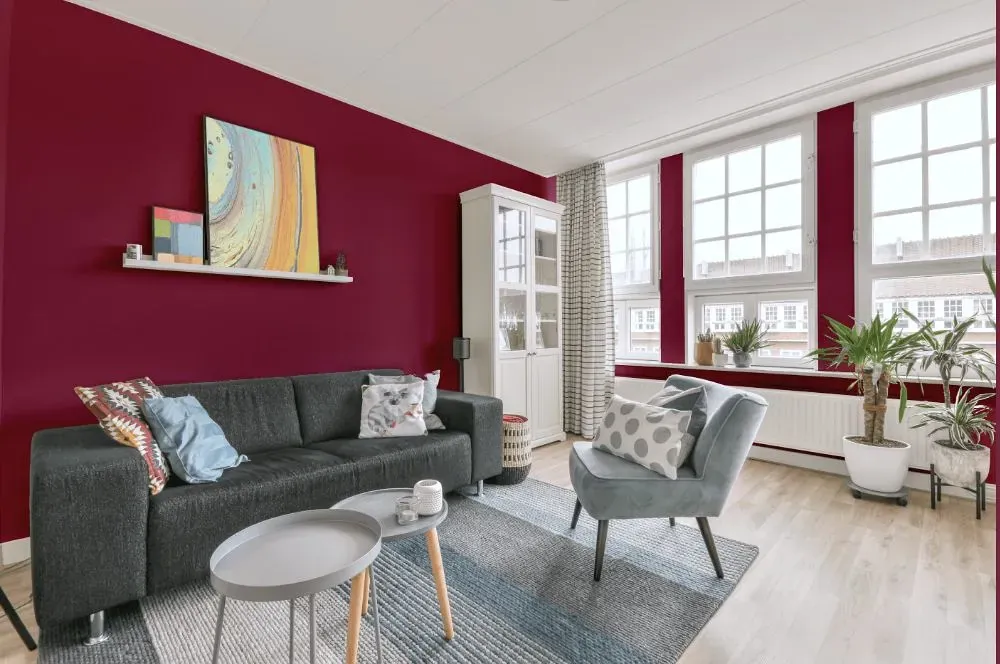 Benjamin Moore Old Claret living room walls