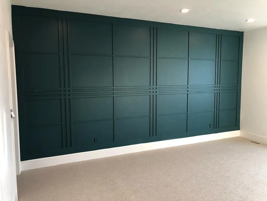 Benjamin Moore Olympus Green Accent Wall Panelling