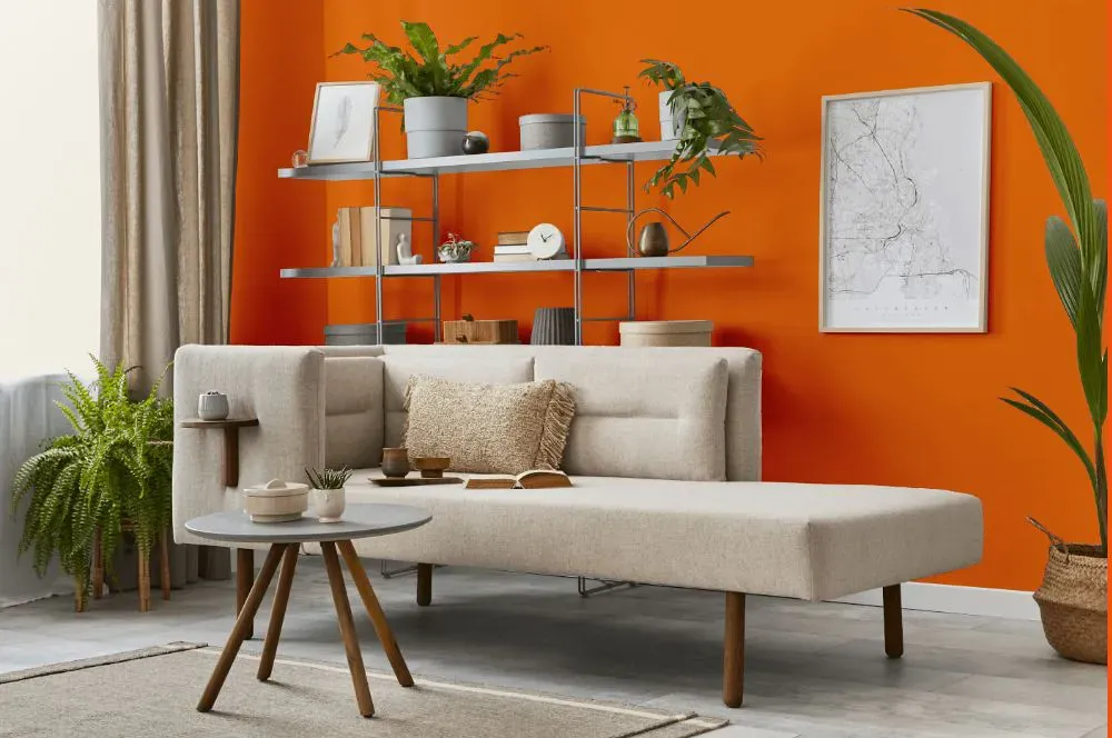Benjamin Moore Orange Burst living room