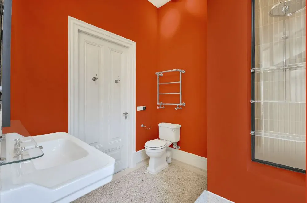 Benjamin Moore Orange Parrot bathroom