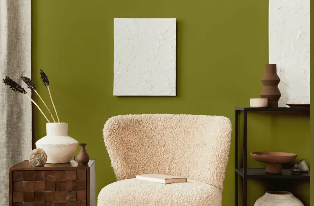 Benjamin Moore Oregano living room interior