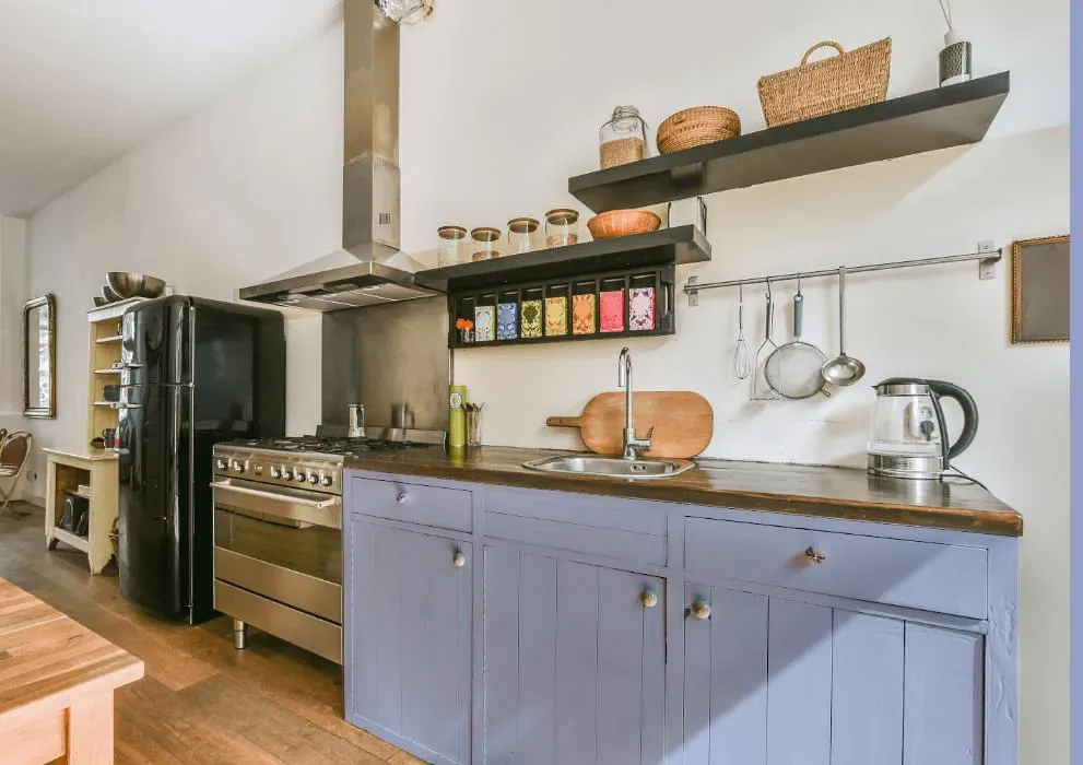 Benjamin Moore Oriental Iris kitchen cabinets