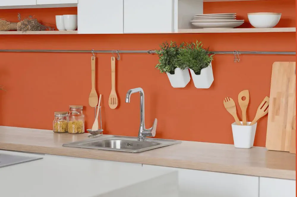 Benjamin Moore Oriole kitchen backsplash