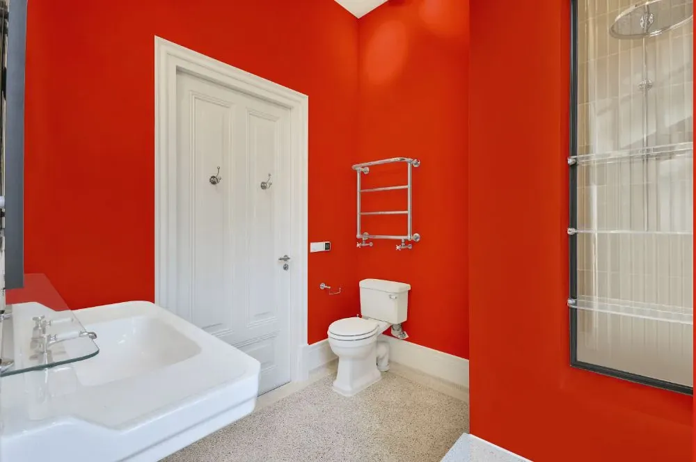Benjamin Moore Outrageous Orange bathroom