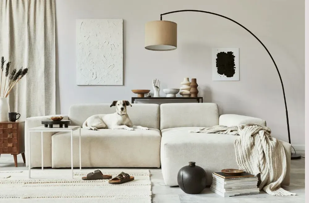 Benjamin Moore Oyster cozy living room
