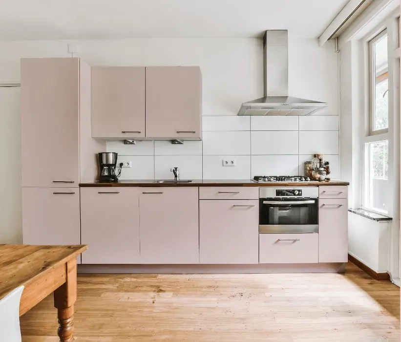 Benjamin Moore Paisley Pink kitchen cabinets