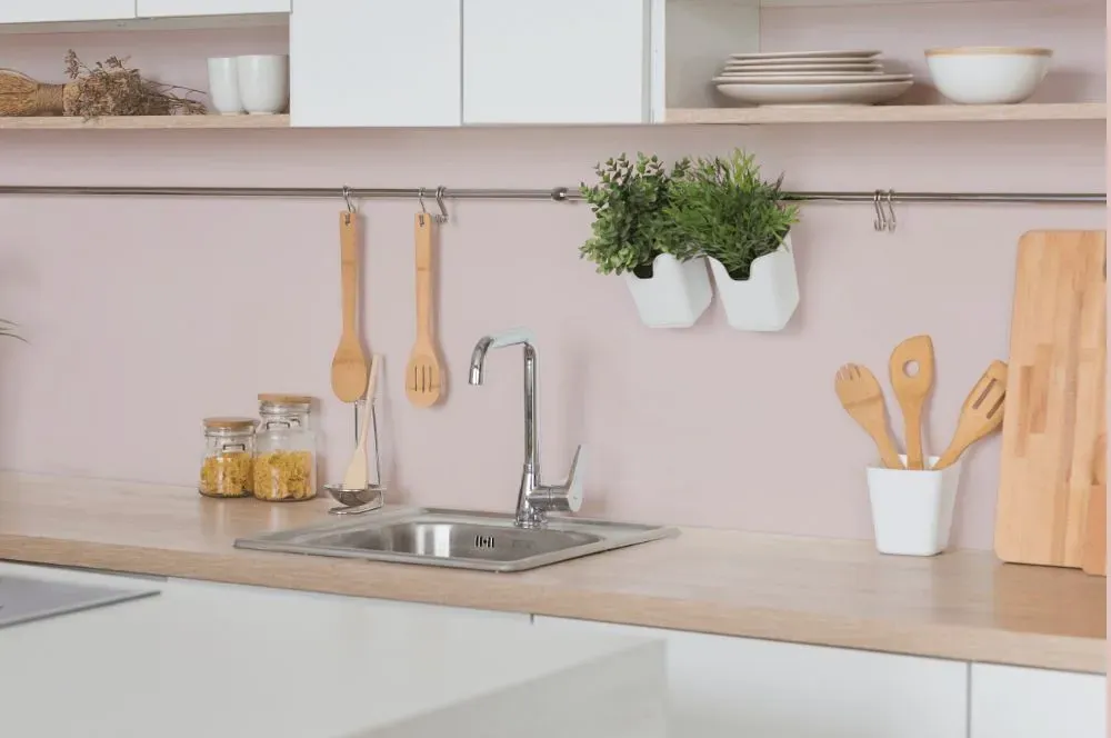 Benjamin Moore Paisley Pink kitchen backsplash