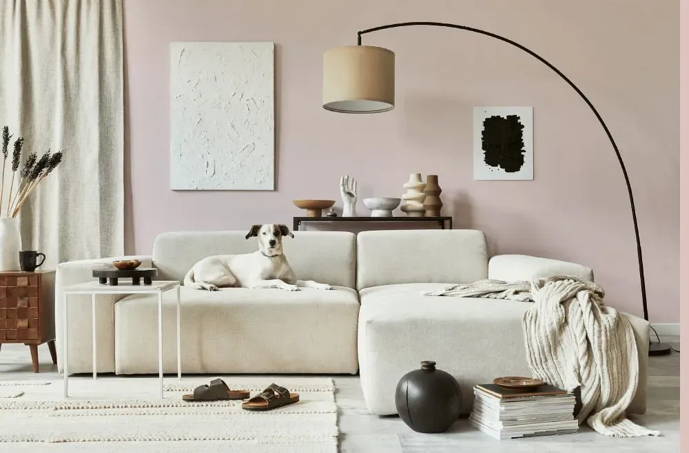 Benjamin Moore Paisley Pink cozy living room