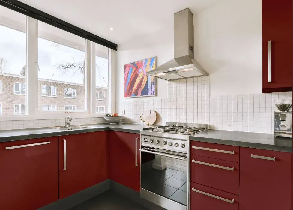 Benjamin Moore Palace Arms Red kitchen cabinets