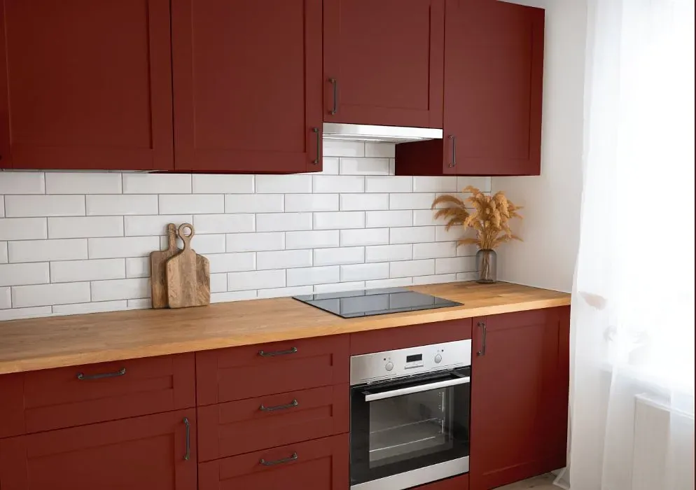 Benjamin Moore Palace Arms Red kitchen cabinets